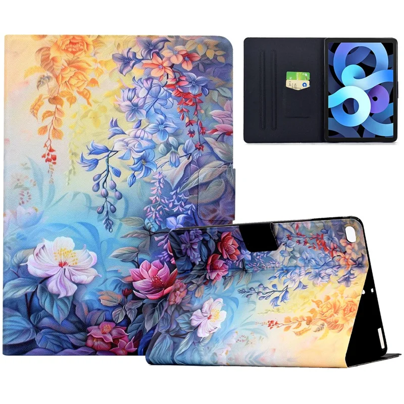 Leather Case for iPad 9.7-inch (2018) / (2017) / iPad Air 2 / Air (2013) Pattern Painting Card Slots Stand Cover with Auto Sleep / Wake - Blossom