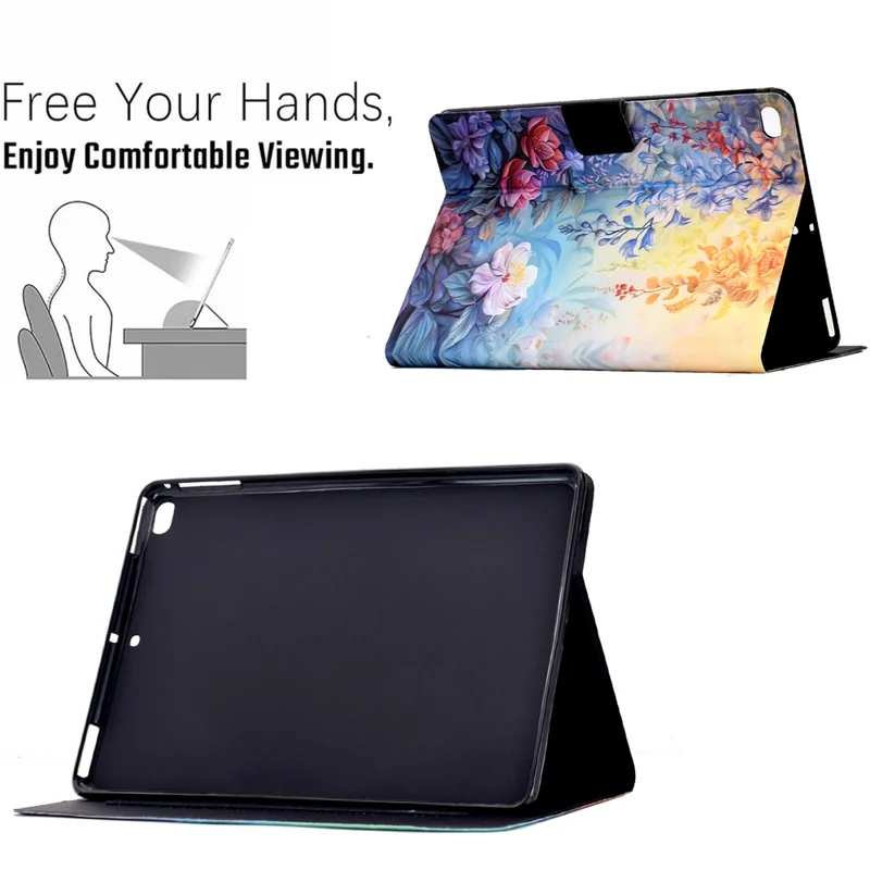 Leather Case for iPad 9.7-inch (2018) / (2017) / iPad Air 2 / Air (2013) Pattern Painting Card Slots Stand Cover with Auto Sleep / Wake - Blossom