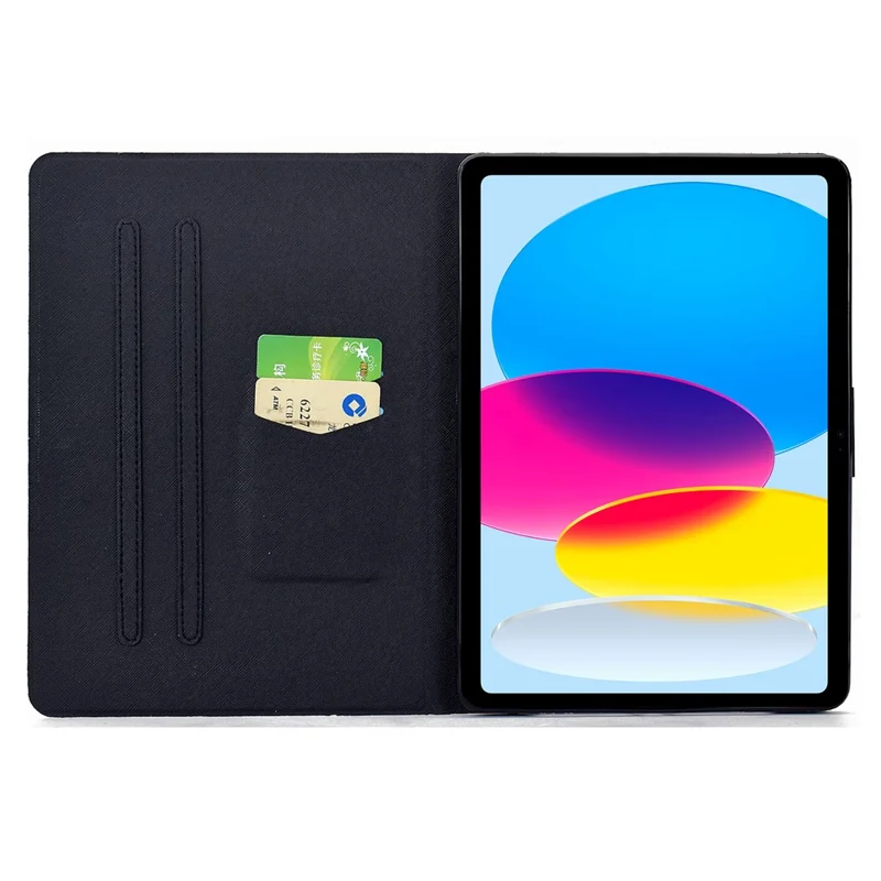 لـ iPad (2025) / 10.9 بوصة (2022) غطاء جلد بألوان زاهية مع بطاقات وفتحة للوقوف تلقائي الإغلاق / الاستيقاظ - تفتح الزهور