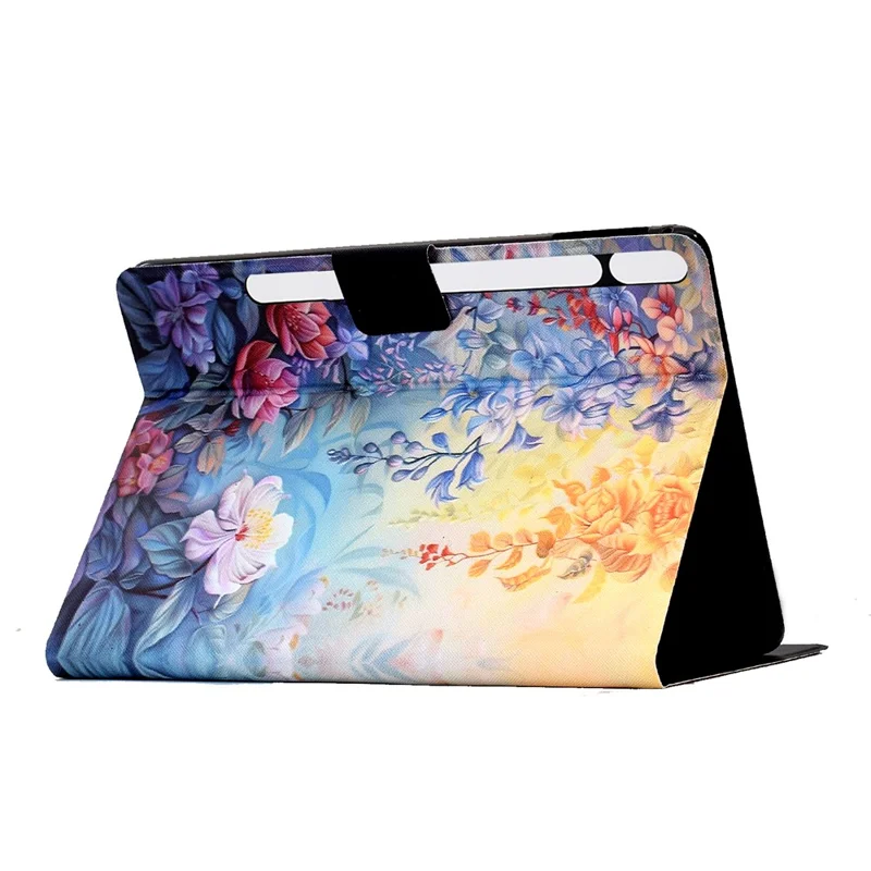 For Samsung Galaxy Tab S10 FE+ Case Colorful Pattern Painting Card Slots Stand Leather Tablet Cover with Auto Sleep  /  Wake - Blossom