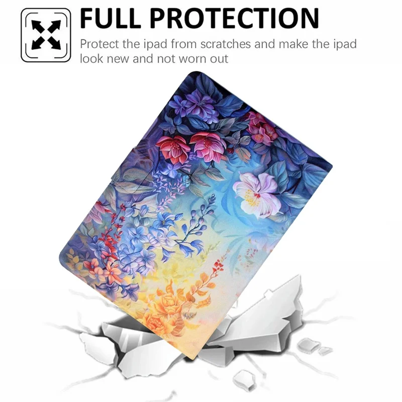 For Samsung Galaxy Tab S10 FE+ Case Colorful Pattern Painting Card Slots Stand Leather Tablet Cover with Auto Sleep  /  Wake - Blossom