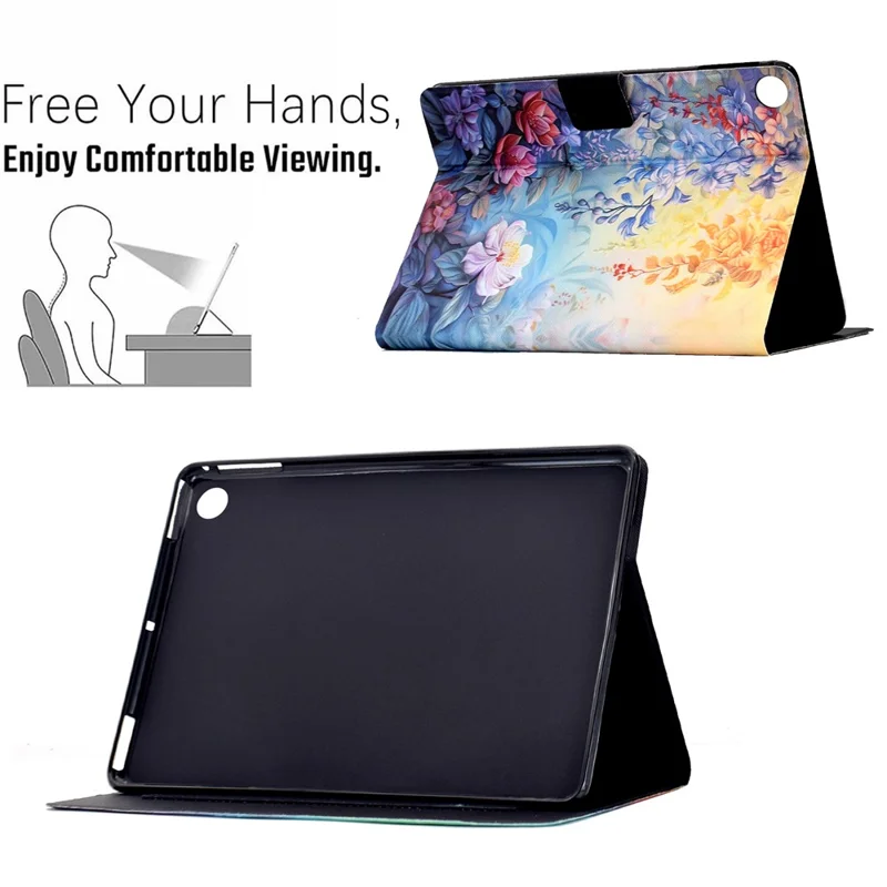 For Samsung Galaxy Tab A11+  /  A9+ Case Colorful Pattern Painting Card Slots Stand Leather Tablet Cover with Auto Sleep  /  Wake - Blossom