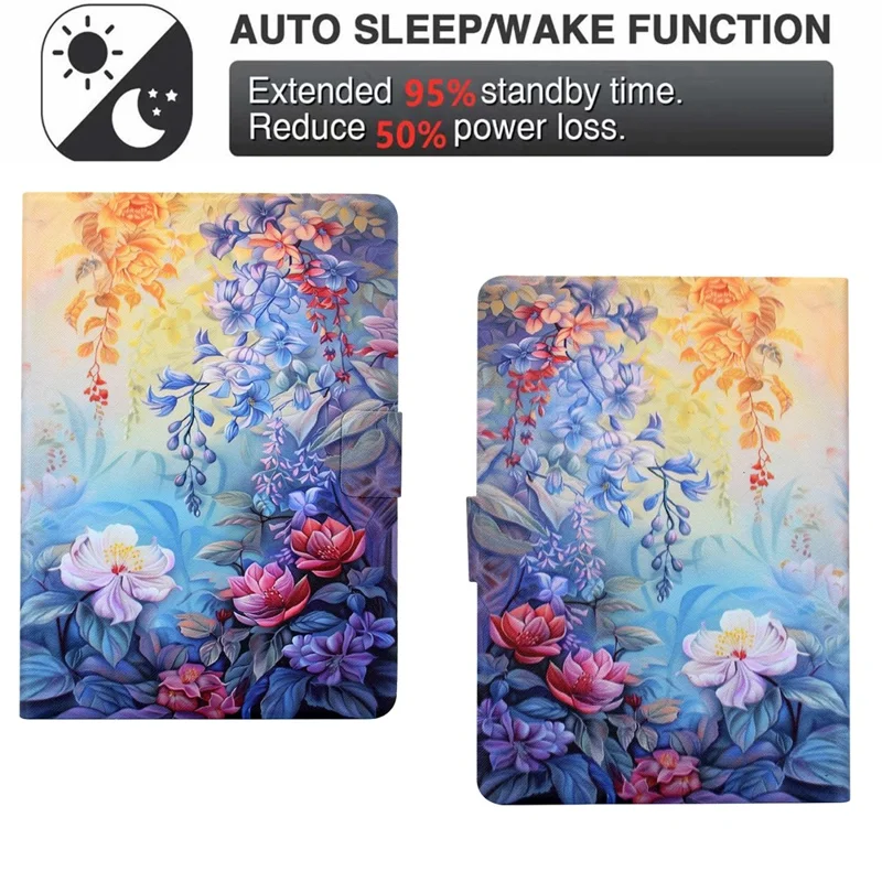 For Amazon Kindle 11th (2024)  /  Kindle 6" (2022) Case Colorful Pattern Painting Card Slots Stand Leather Tablet Cover with Auto Sleep  /  Wake - Blossom