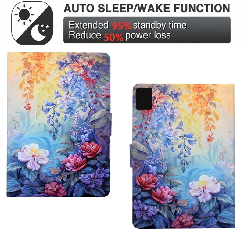 For Lenovo Tab M11  /  Xiaoxin Pad 11 2024 Case Colorful Pattern Painting Card Slots Stand Leather Tablet Cover with Auto Sleep  /  Wake - Blossom