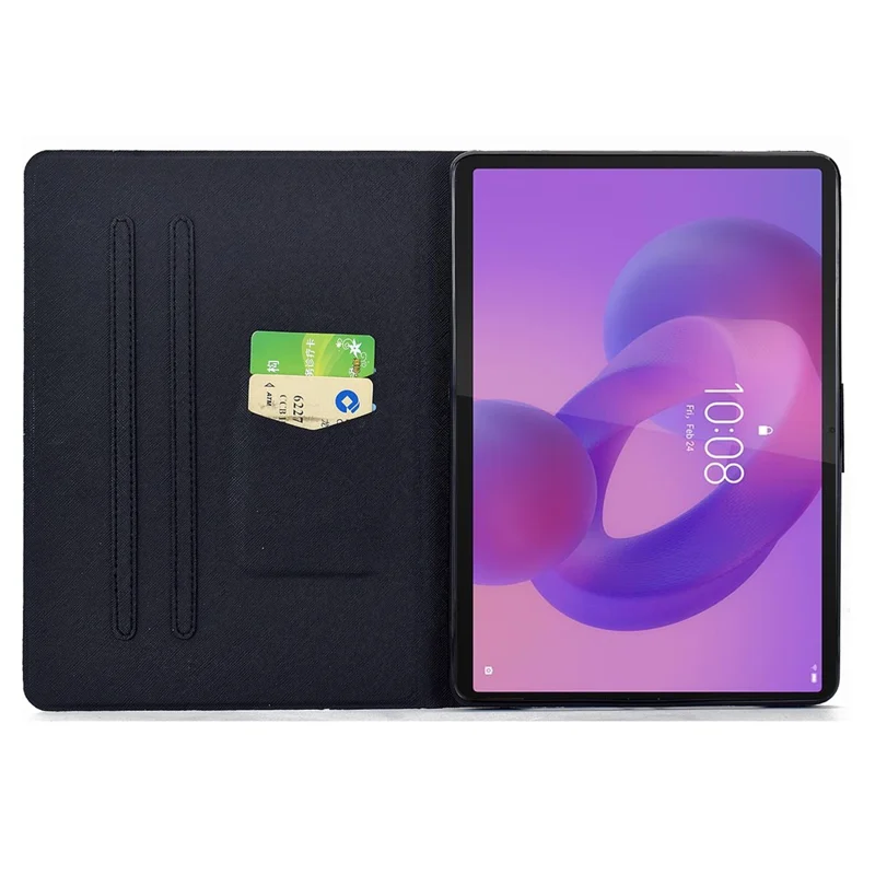 غطاء جلد للوحي Lenovo Idea Tab Pro / Tab P12 Pro Gen 2 مع تصميم ملون وفتحات لوضع البطاقات ووظيفة الدعم مع إيقاف/استئناف تلقائي - زهري