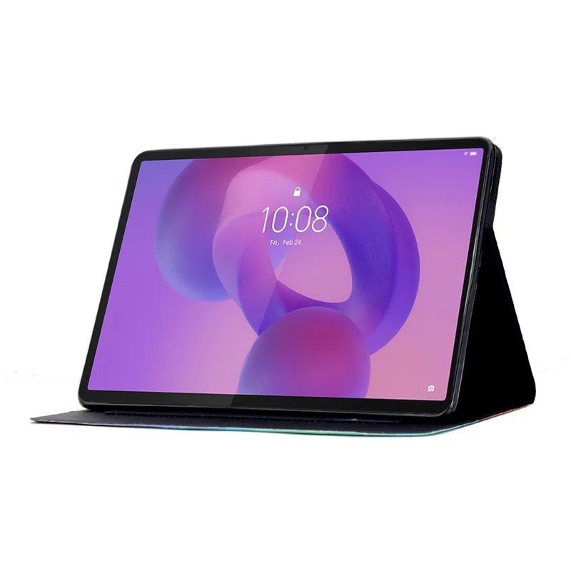 غطاء جلد للوحي Lenovo Idea Tab Pro / Tab P12 Pro Gen 2 مع تصميم ملون وفتحات لوضع البطاقات ووظيفة الدعم مع إيقاف/استئناف تلقائي - زهري