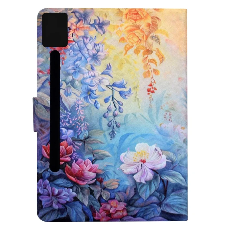 غطاء جلد للوحي Lenovo Idea Tab Pro / Tab P12 Pro Gen 2 مع تصميم ملون وفتحات لوضع البطاقات ووظيفة الدعم مع إيقاف/استئناف تلقائي - زهري