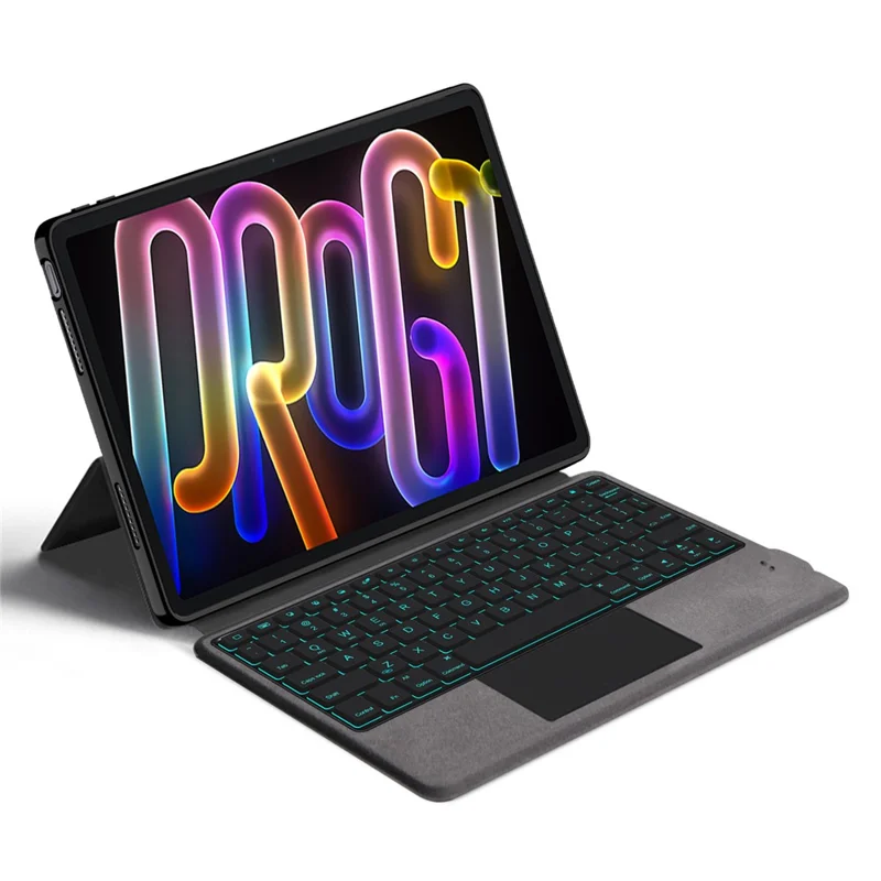 For Lenovo Xiaoxin Pad Pro GT Leather Case + Touchpad Bluetooth-Compatible Keyboard with Backlit