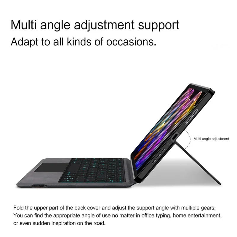 For Lenovo Xiaoxin Pad Pro GT Leather Case + Touchpad Bluetooth-Compatible Keyboard with Backlit