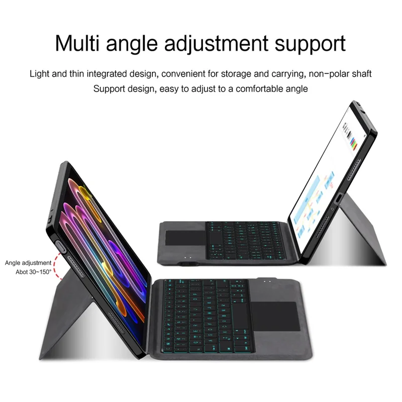 For Lenovo Xiaoxin Pad Pro GT Leather Case + Touchpad Bluetooth-Compatible Keyboard with Backlit