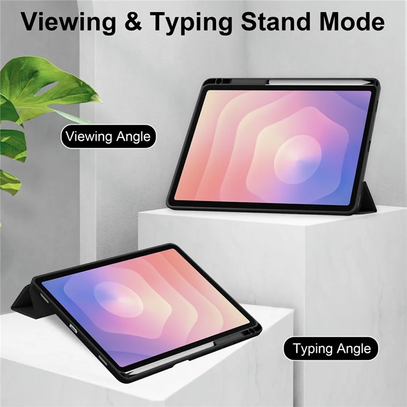 Étui pour Samsung Galaxy Tab S11 Coque en acrylique transparent Étui en cuir Couverture de tablette Prise en charge du sommeil / réveil automatique - Noir