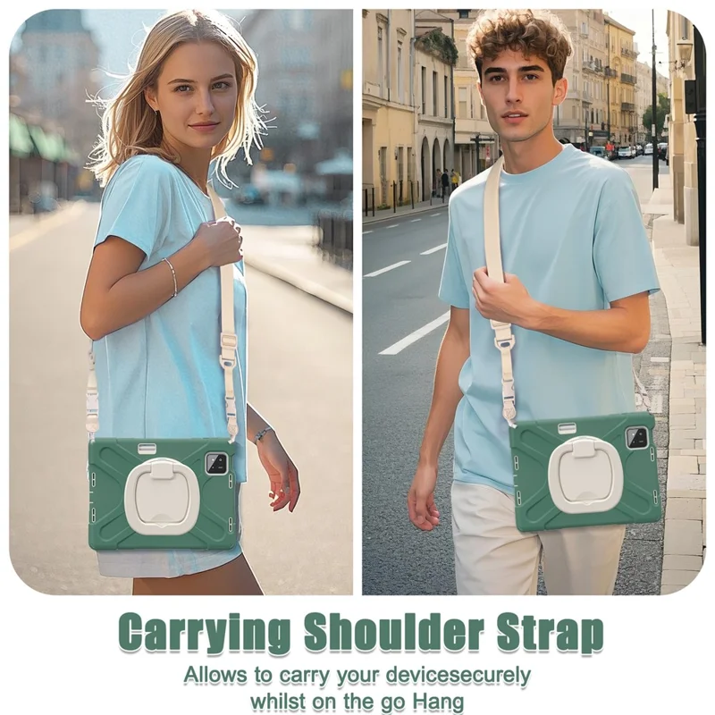 Kickstand Case with Shoulder Strap for Xiaomi Pad 8 Pro / Pad 8 / Pad 7 Pro / Pad 7 TPU + PC + Silicone Tablet Cover - Emerald Green