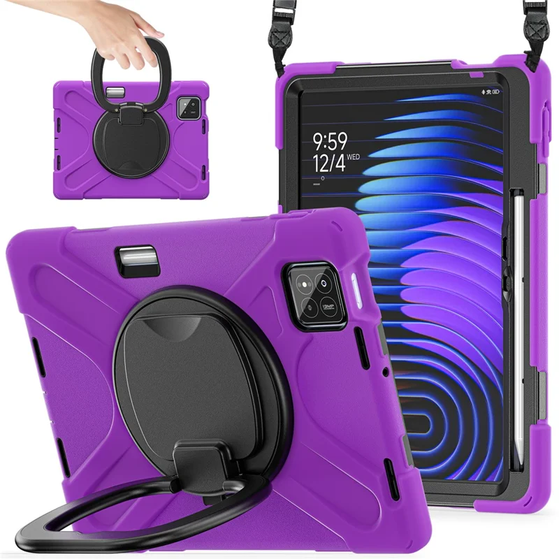 Kickstand Case with Shoulder Strap for Xiaomi Pad 8 Pro / Pad 8 / Pad 7 Pro / Pad 7 TPU + PC + Silicone Tablet Cover - Purple