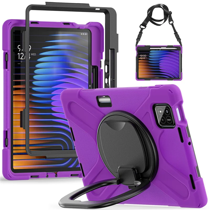 Kickstand Case with Shoulder Strap for Xiaomi Pad 8 Pro / Pad 8 / Pad 7 Pro / Pad 7 TPU + PC + Silicone Tablet Cover - Purple
