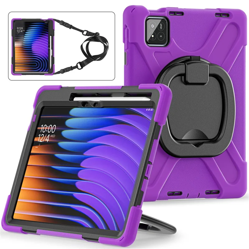 Kickstand Case with Shoulder Strap for Xiaomi Pad 8 Pro / Pad 8 / Pad 7 Pro / Pad 7 TPU + PC + Silicone Tablet Cover - Purple