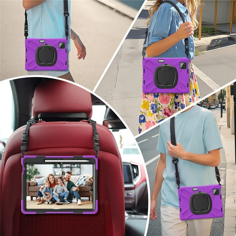 Kickstand Case with Shoulder Strap for Xiaomi Pad 8 Pro / Pad 8 / Pad 7 Pro / Pad 7 TPU + PC + Silicone Tablet Cover - Purple