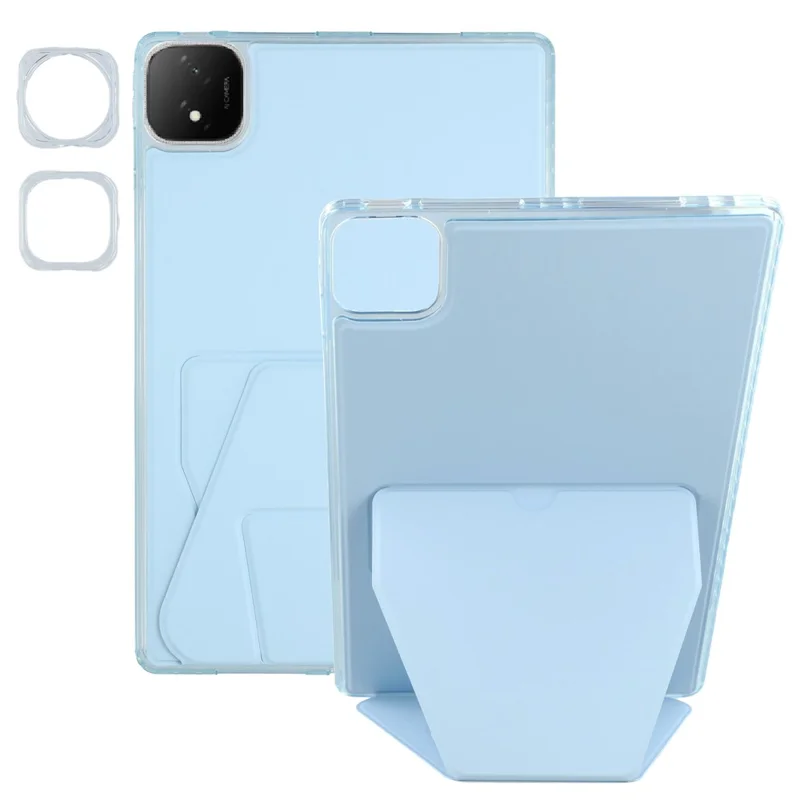 For Honor Pad GT Pro Case TPU PU Leather Kickstand Tablet Cover with Lens Frames - Blue