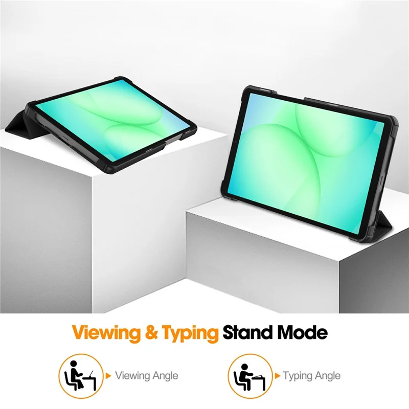 For Samsung Galaxy Tab A11 / A9 Case Anti-Drop Leather Stand Tablet Cover - Black