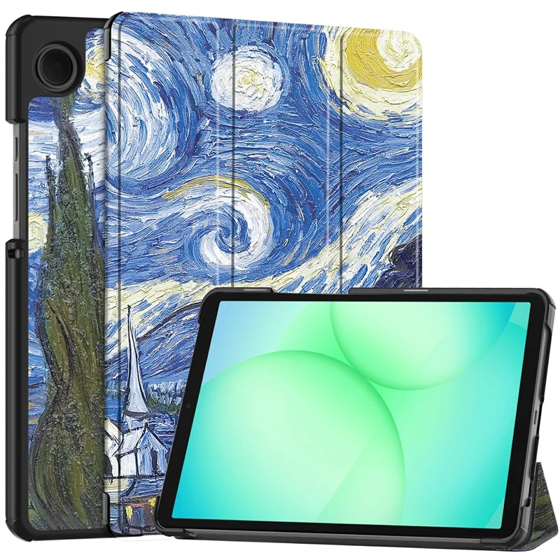 Voor Samsung Galaxy Tab A11 / A9 hoesje met patroon bedrukt lederen standaard tabletcover - Sterrenhemel