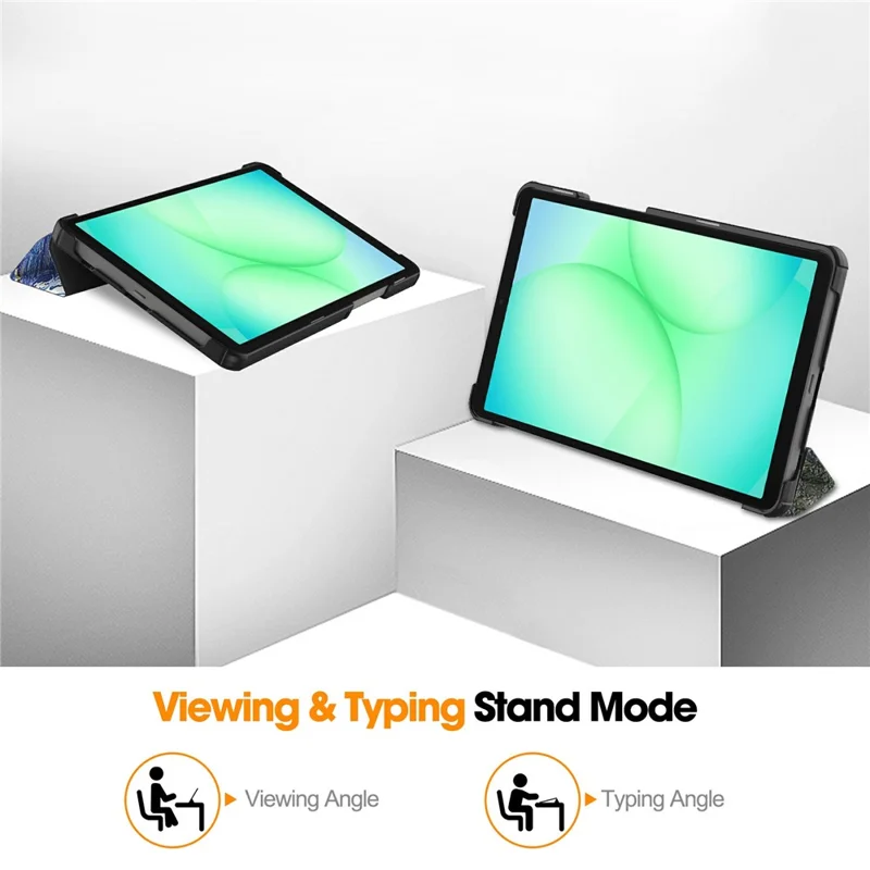 Voor Samsung Galaxy Tab A11 / A9 hoesje met patroon bedrukt lederen standaard tabletcover - Sterrenhemel