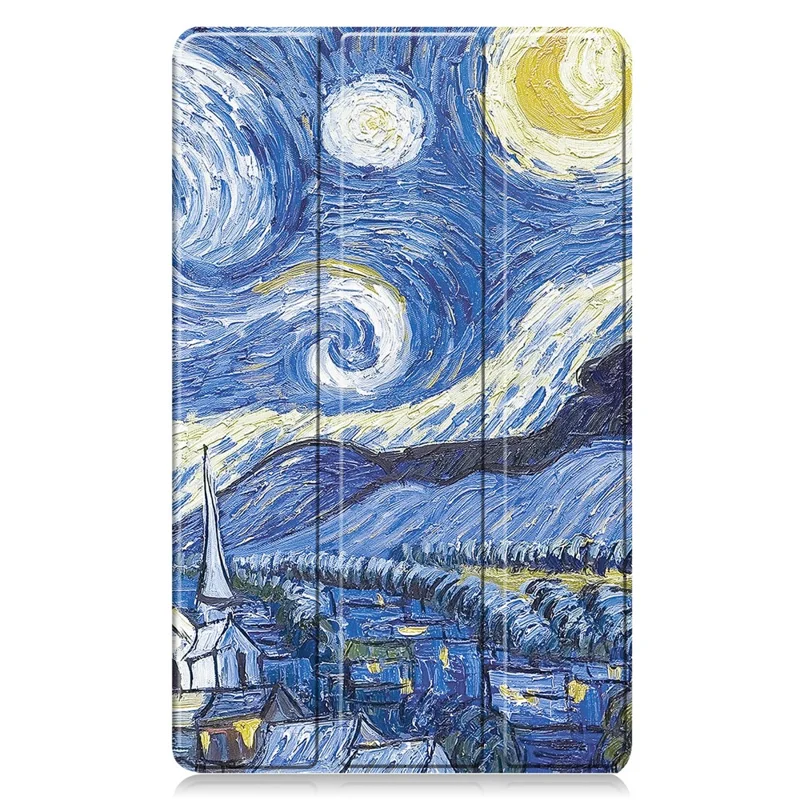 Voor Samsung Galaxy Tab A11 / A9 hoesje met patroon bedrukt lederen standaard tabletcover - Sterrenhemel