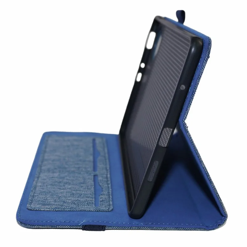 حالة Huawei MatePad Mini مع حامل وفتحة بطاقة وغطاء قماشي من الجلد للوحة - أزرق