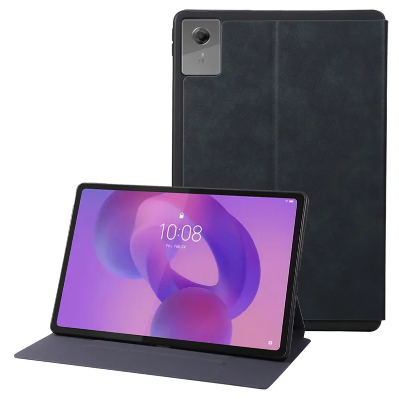 For Lenovo Idea Tab Plus Shockproof Case PU Leather Tablet Cover with Stand - Blue
