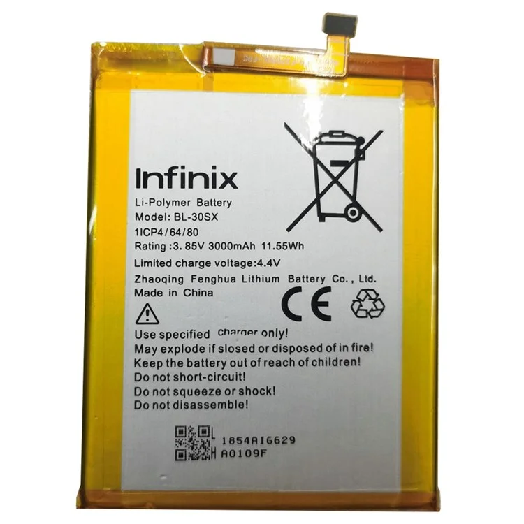 For Infinix S2 Pro 3.80V 3000mAh Li-ion Polymer Battery Assembly Part (Encode: BL-30SX) (without Logo)