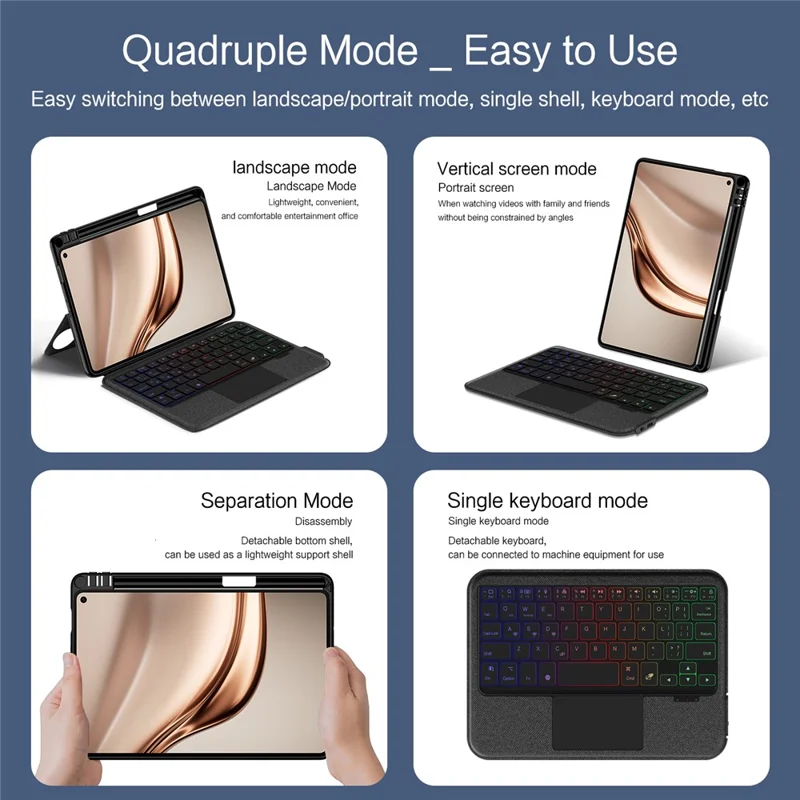 For Huawei MatePad Mini Leather Case + Bluetooth-Compatible Keyboard with Backlight Trackpad