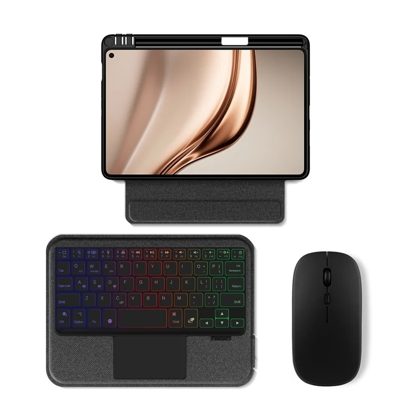 For Huawei MatePad Mini Leather Case + Bluetooth-Compatible Keyboard with Backlight Trackpad