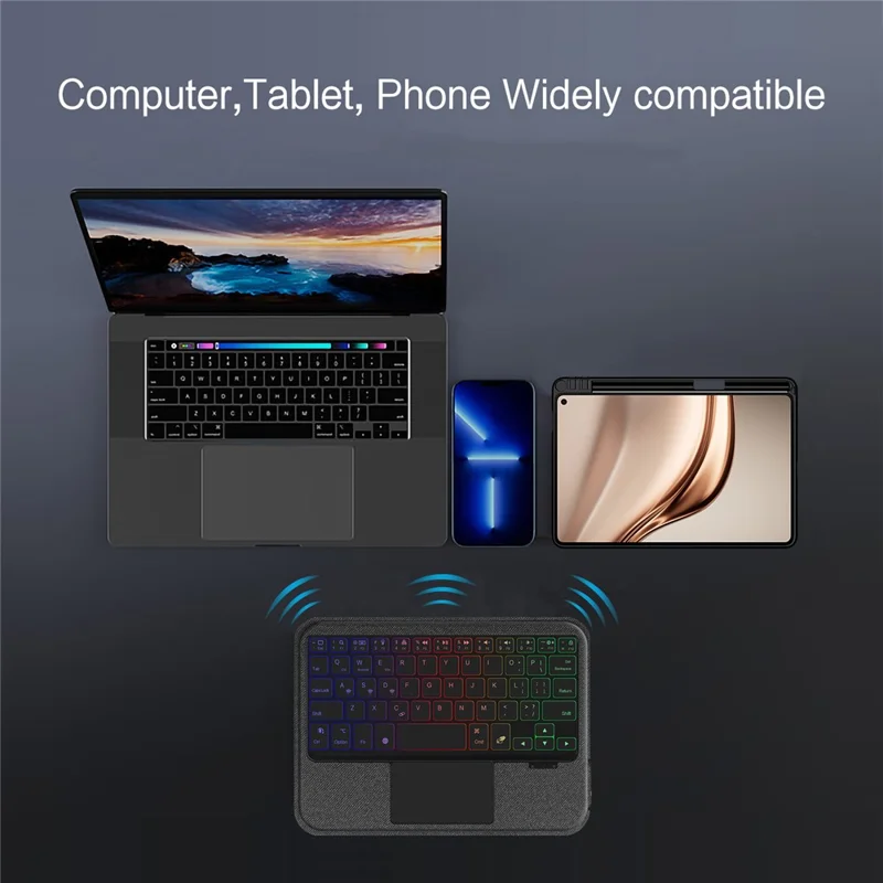 For Huawei MatePad Mini Leather Case + Bluetooth-Compatible Keyboard with Backlight Trackpad