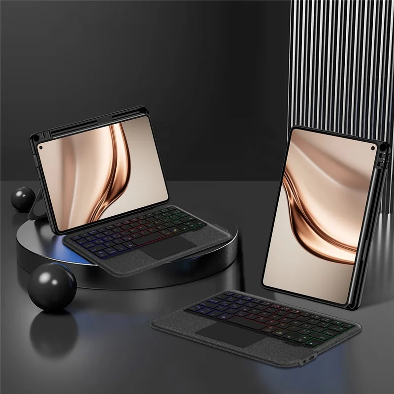 For Huawei MatePad Mini Leather Case + Bluetooth-Compatible Keyboard with Backlight Trackpad