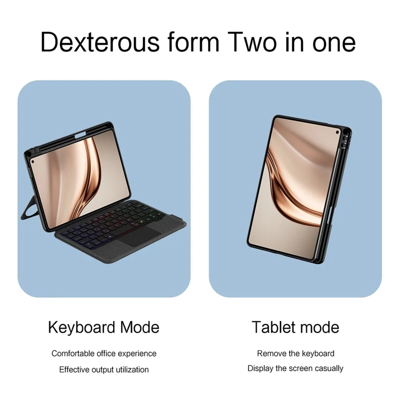 For Huawei MatePad Mini Leather Case + Bluetooth-Compatible Keyboard with Backlight Trackpad