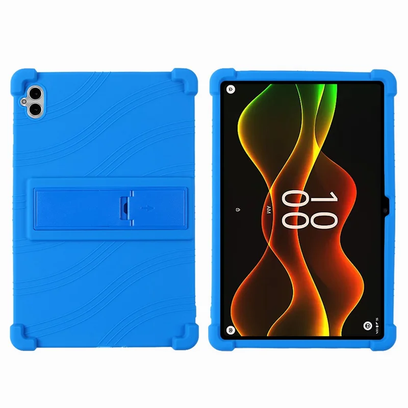 For Boost Celero5G TAB Case Adjustable Kickstand Silicone Tablet Protective Cover - Dark Blue