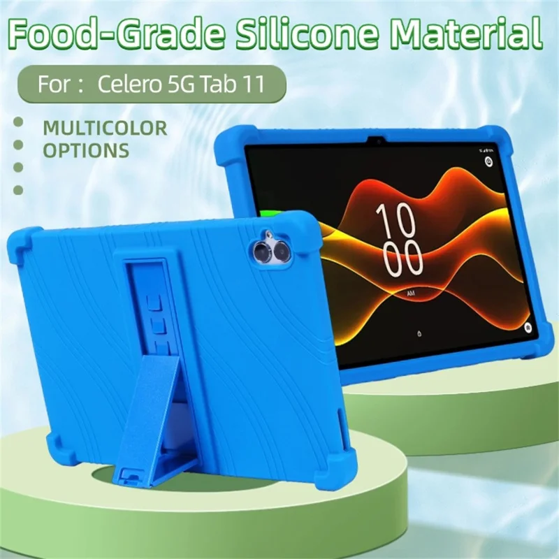For Boost Celero5G TAB Case Adjustable Kickstand Silicone Tablet Protective Cover - Dark Blue