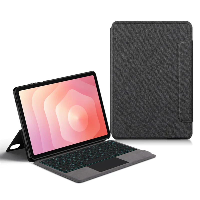 For Samsung Galaxy Tab S11 Leather Case + Touchpad Bluetooth-Compatible Keyboard with Backlit