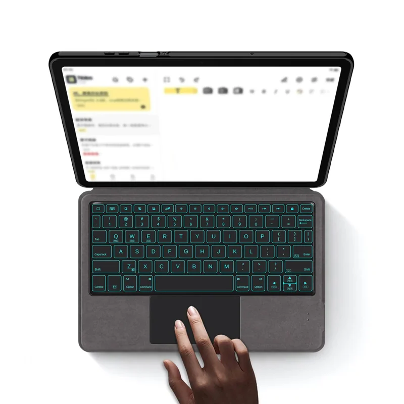 For Samsung Galaxy Tab S11 Leather Case + Touchpad Bluetooth-Compatible Keyboard with Backlit