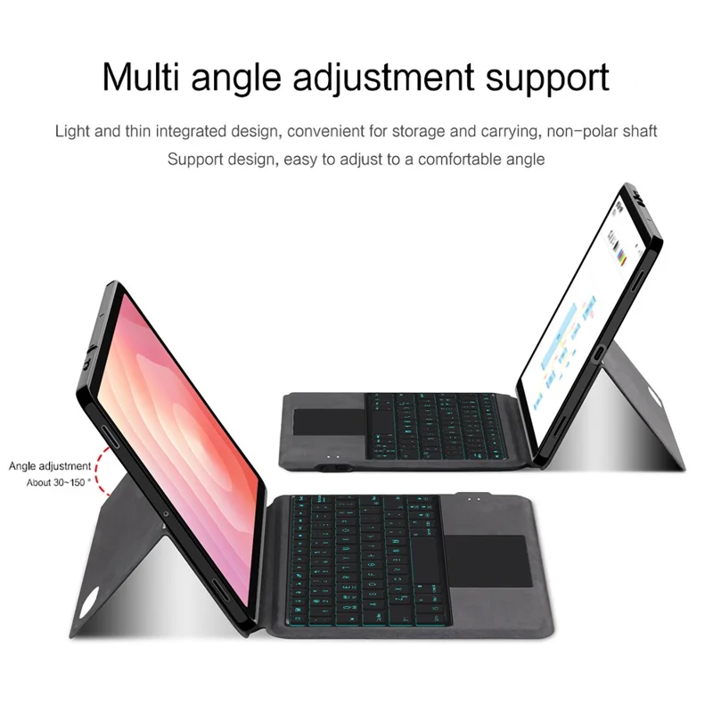 For Samsung Galaxy Tab S11 Leather Case + Touchpad Bluetooth-Compatible Keyboard with Backlit