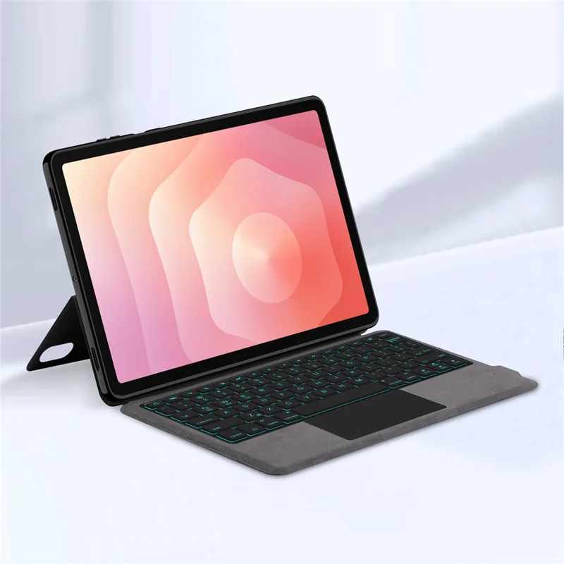 For Samsung Galaxy Tab S11 Leather Case + Touchpad Bluetooth-Compatible Keyboard with Backlit