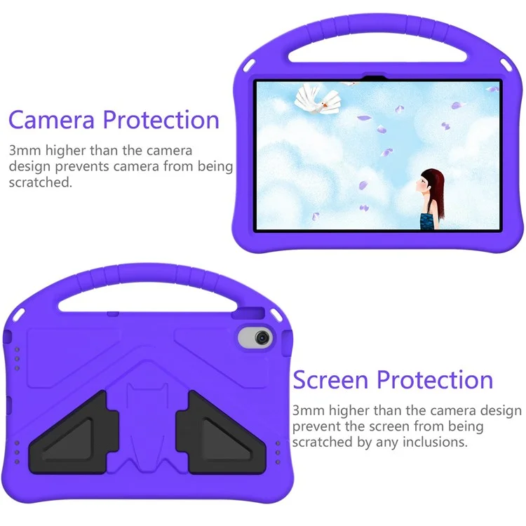 Pour Lenovo Tab M10 Plus (3e génération) / Xiaoxin Pad 2022 10,6 pouces Étui de tablette anti-rayures EVA avec support et poignée - Violet