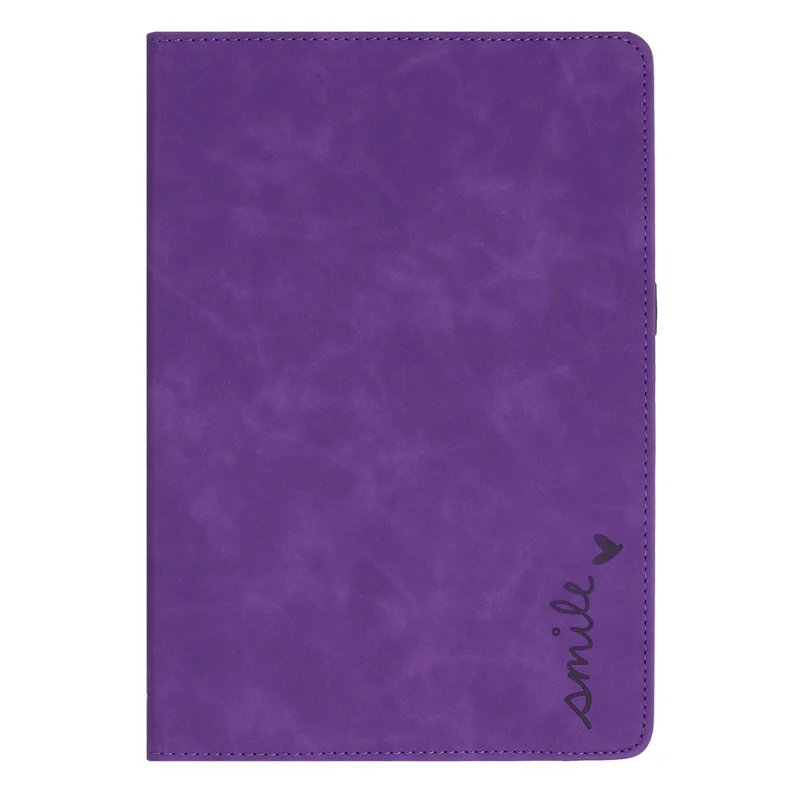 لـ iPad mini (2024) / (2021) غطاء دوار مع حامل وفتحات لوضع البطاقات بنمط مطبوع على شكل ابتسامة من جلد الألياف الدقيقة - أرجواني