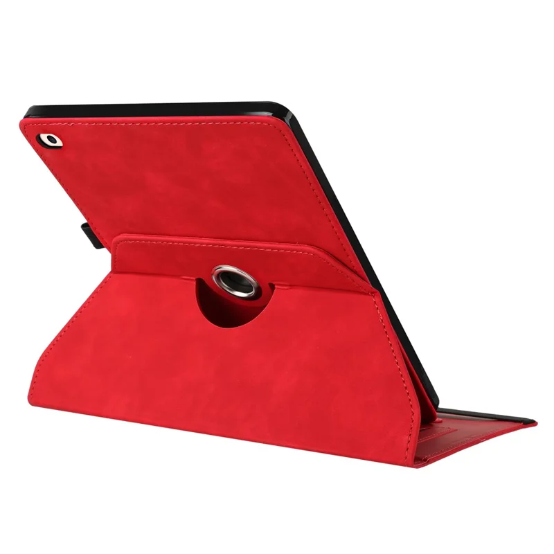 Tablet Hoesje voor iPad 9,7 inch (2018) / (2017) / Air 2 / Air (2013) Draaibare Stand Houdertje voor Kaarten Met Lachafdruk Microvezel Leer Cover - Rood