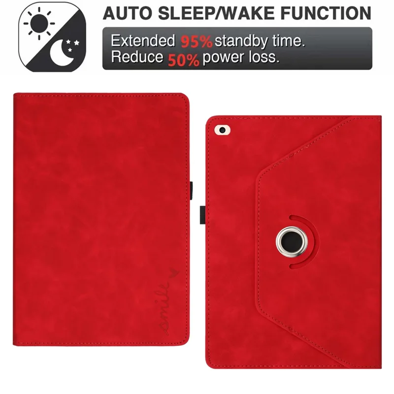 Tablet Hoesje voor iPad 9,7 inch (2018) / (2017) / Air 2 / Air (2013) Draaibare Stand Houdertje voor Kaarten Met Lachafdruk Microvezel Leer Cover - Rood