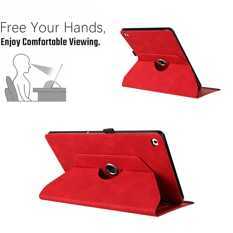 Tablet Hoesje voor iPad 9,7 inch (2018) / (2017) / Air 2 / Air (2013) Draaibare Stand Houdertje voor Kaarten Met Lachafdruk Microvezel Leer Cover - Rood