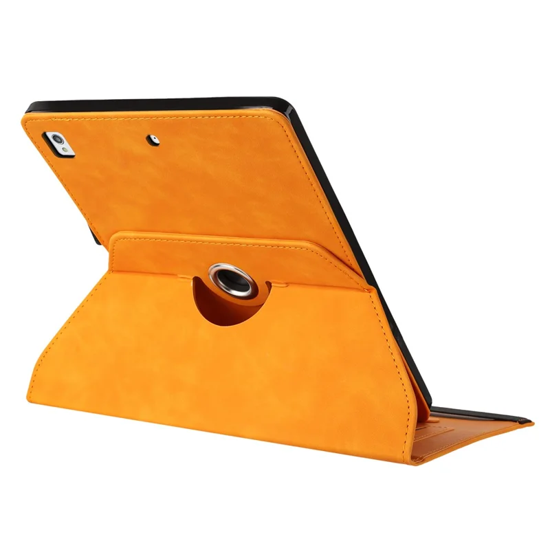 Tablet Case For iPad 10.2 (2020)  /  (2019)  /  Air 10.5 inch (2019)  /  Pro 10.5-inch (2017) Rotating Stand Smile Imprinted Leather Cover - Khaki