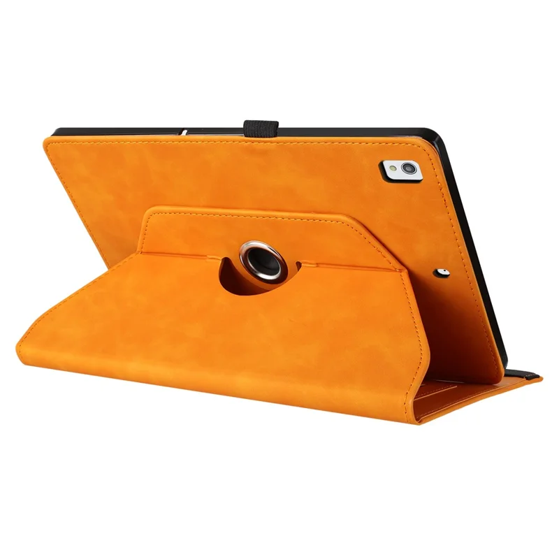 Tablet Case For iPad 10.2 (2020)  /  (2019)  /  Air 10.5 inch (2019)  /  Pro 10.5-inch (2017) Rotating Stand Smile Imprinted Leather Cover - Khaki