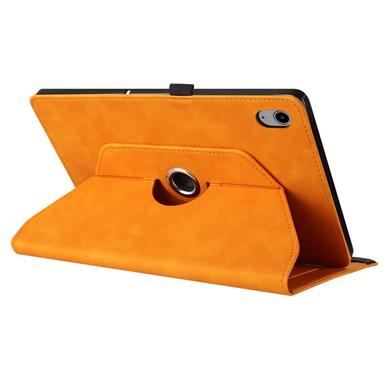 For iPad (2025)  /  10.9 (2022) Case Rotating Stand Card Holder Smile Imprinted Microfiber Leather Tablet Cover - Khaki