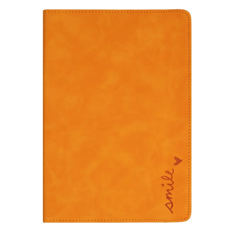 For iPad (2025)  /  10.9 (2022) Case Rotating Stand Card Holder Smile Imprinted Microfiber Leather Tablet Cover - Khaki