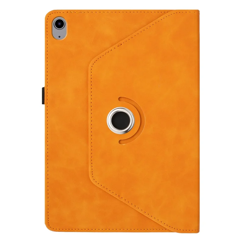 For iPad (2025)  /  10.9 (2022) Case Rotating Stand Card Holder Smile Imprinted Microfiber Leather Tablet Cover - Khaki
