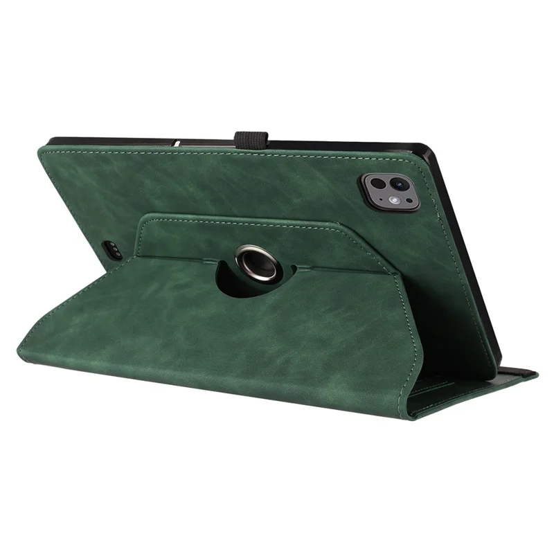 Tablet Case For iPad Air 11 (2025)  /  (2024)  /  Air (2022)  /  (2020) Rotating Stand Card Holder Smile Imprinted Microfiber Leather Cover - Green